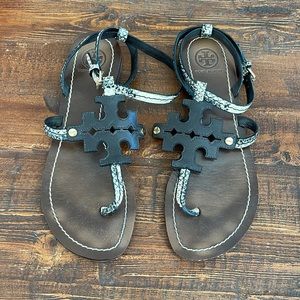 Tory Burch Chandler Phoebe Leather Brown Sandals